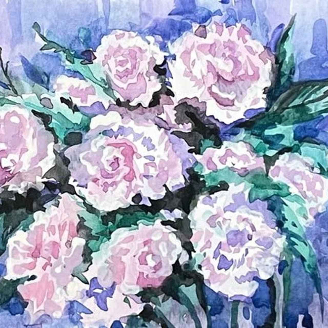 «Цветы». Акварель, 10,5х14,8 см., 2021