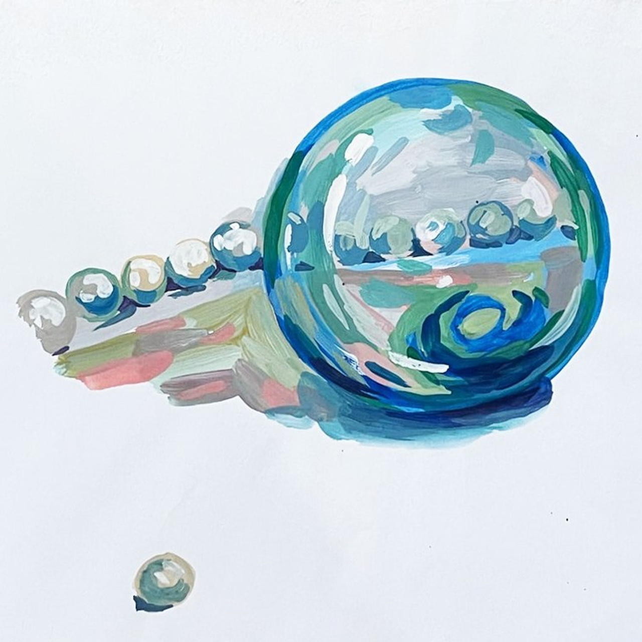 «Этюд. Поплавок». Гуашь, 15х10 см., 2023