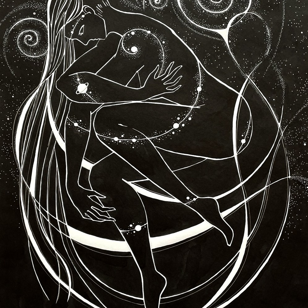 «Живой холст». Тушь, 50х70 см., 2023.  В частной коллекции