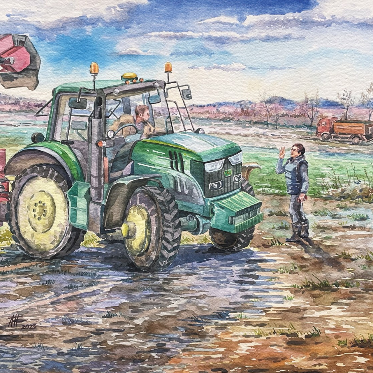 «Один день год кормит». Акварель,  80х60 см., 2023