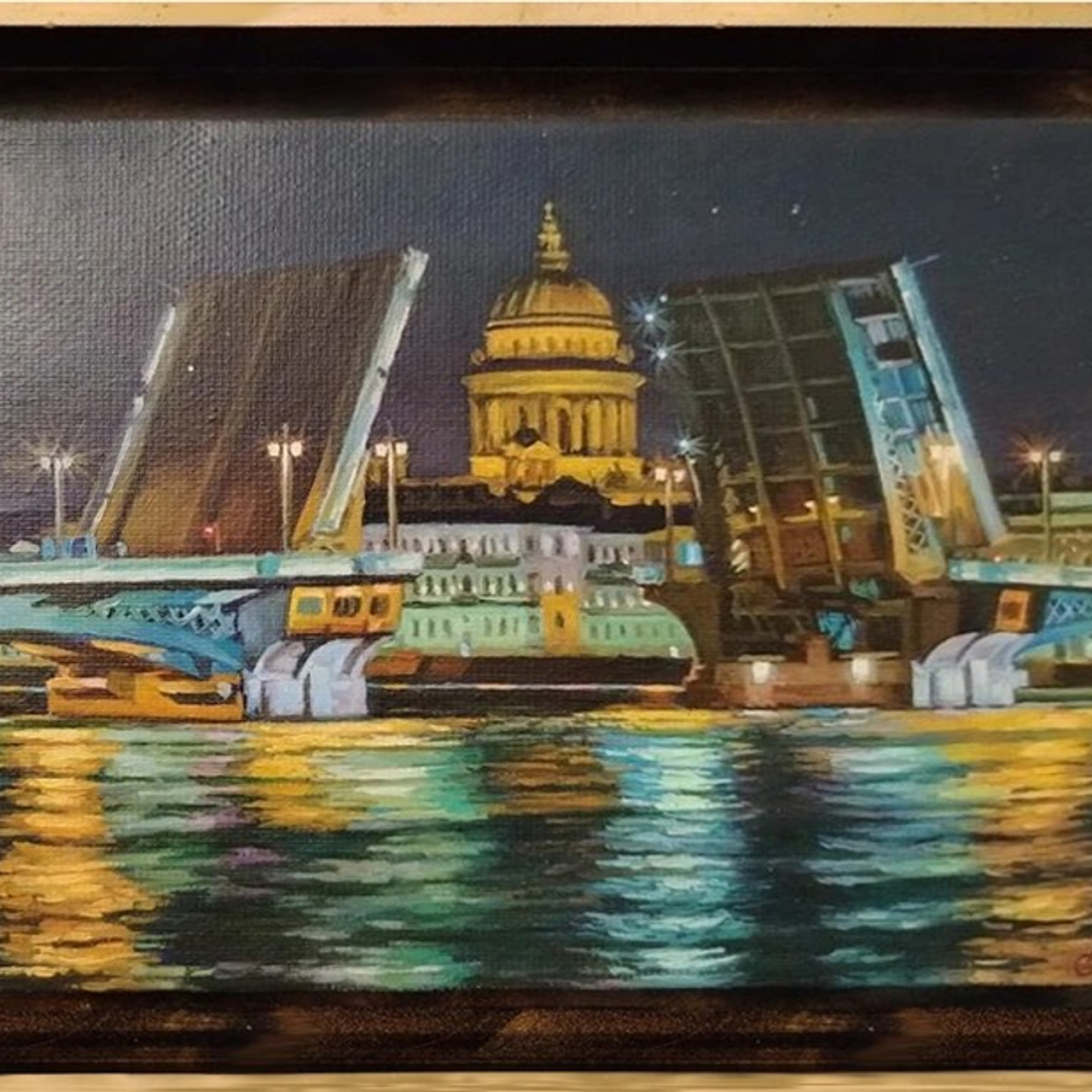 «Ночной Петербург. Дворцовый мост разводится». Artrostragallery.ru