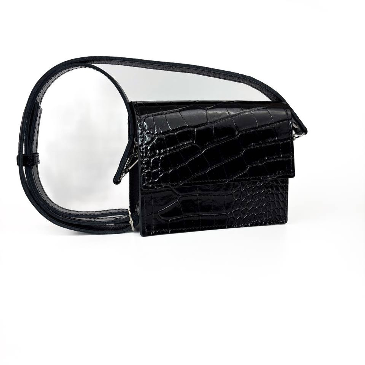 Юта мини черная лакированная. Бренд Alligatore Biaco — это изящные изделия из натуральной кожи