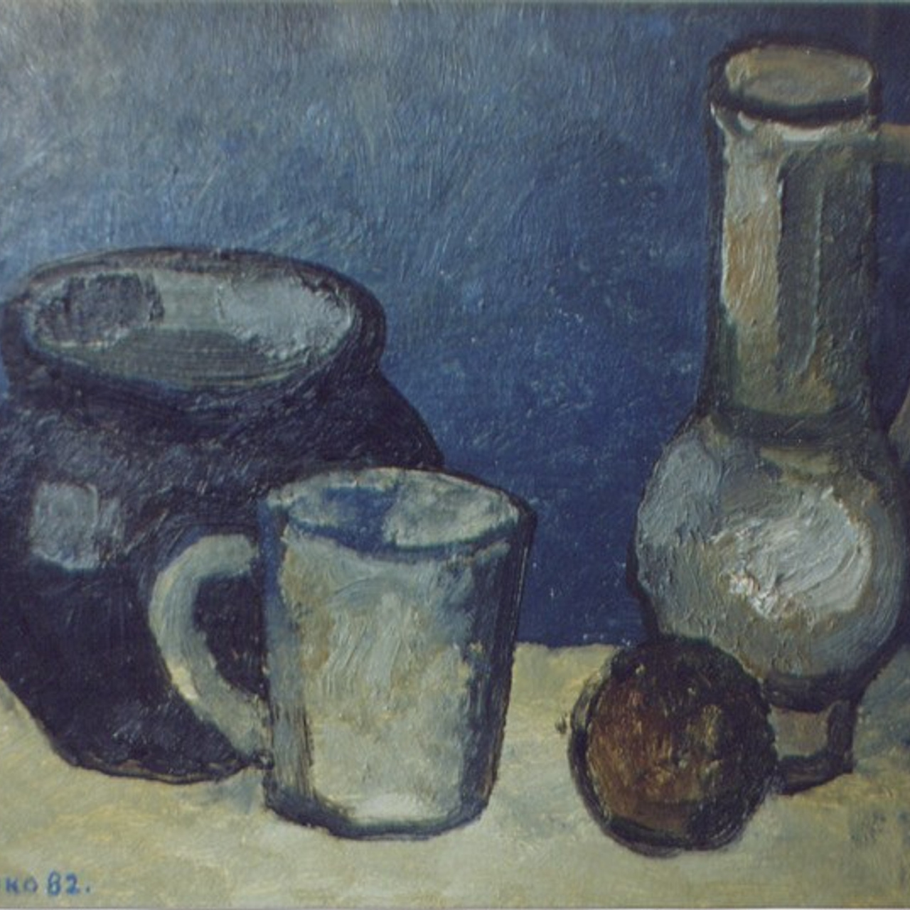 «Натюрморт с синим фоном» 1982 год Собр. А.Зарипова. Москва