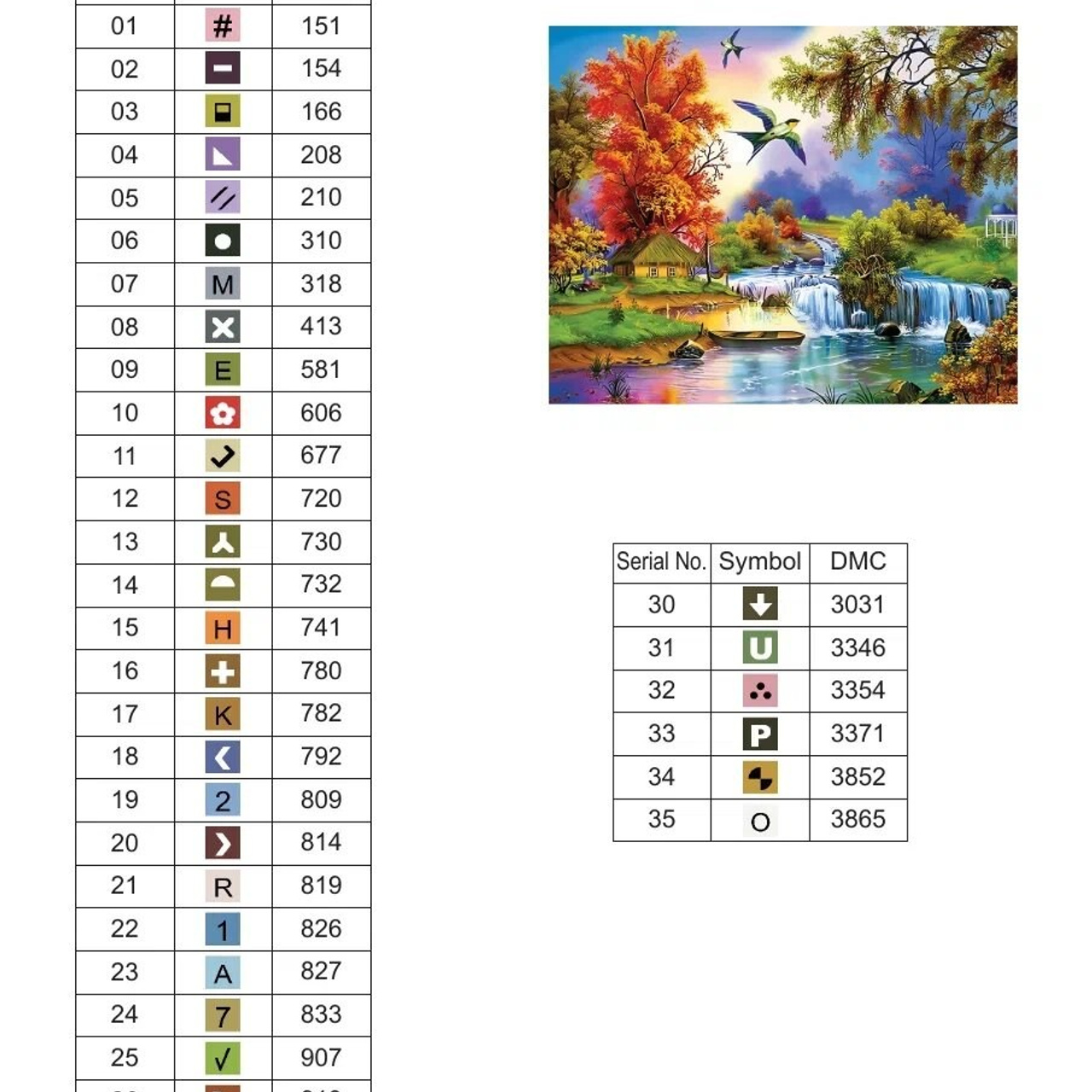 Цветовые карты старые символы. Алмазная мозаика CVL