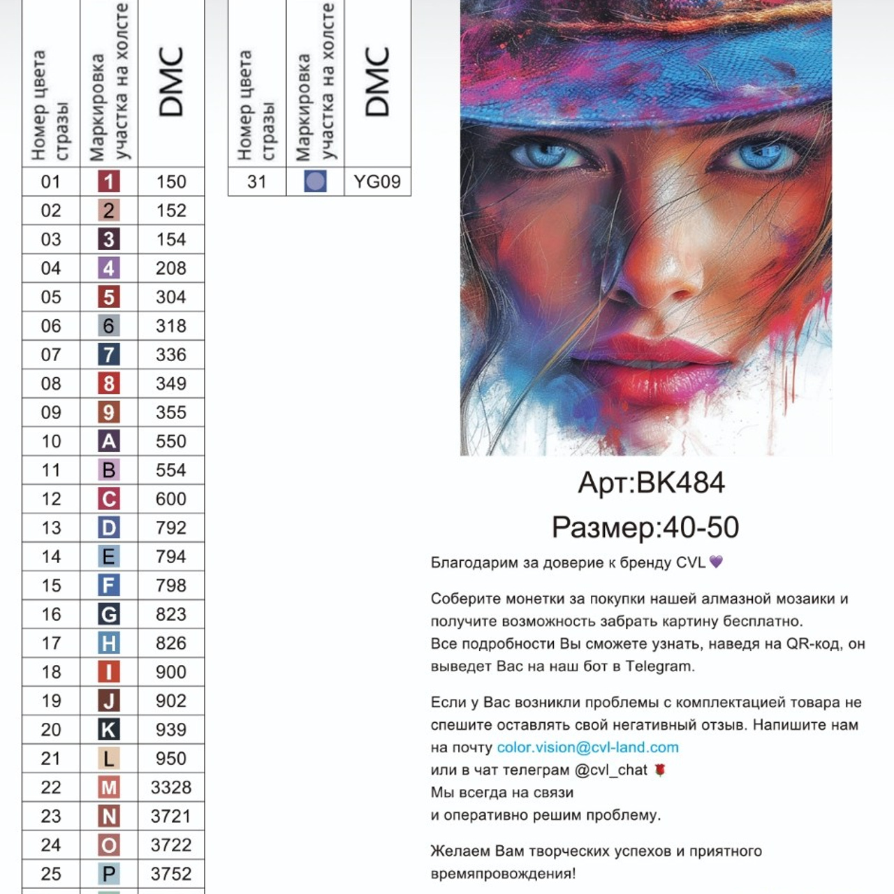Цветовые карты новые символы. Алмазная мозаика CVL