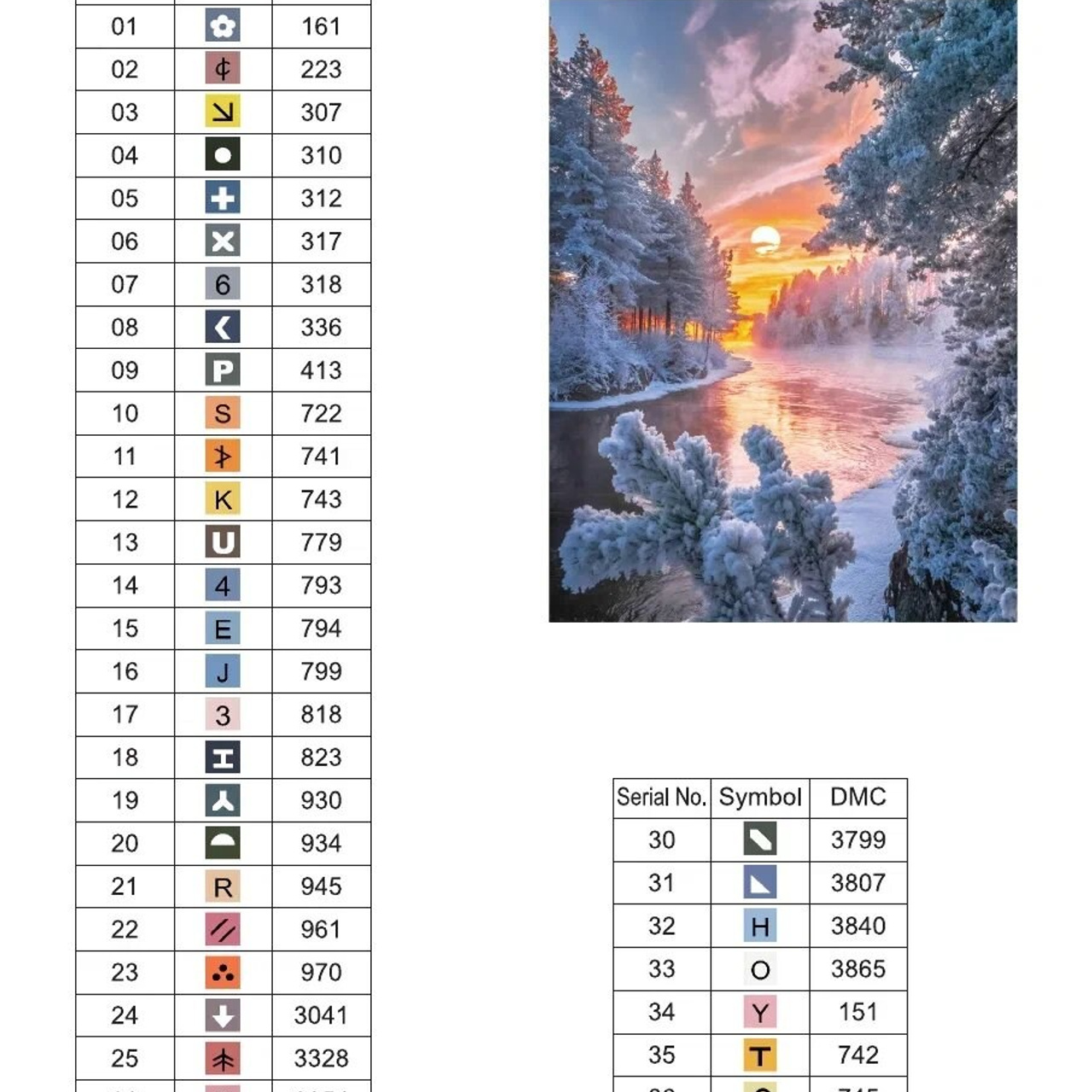 Цветовые карты старые символы. Алмазная мозаика CVL