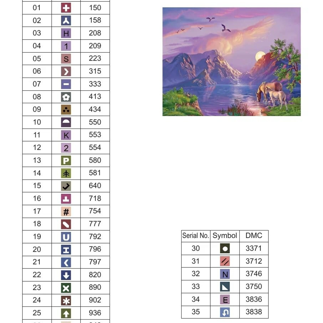 Цветовые карты старые символы. Алмазная мозаика CVL