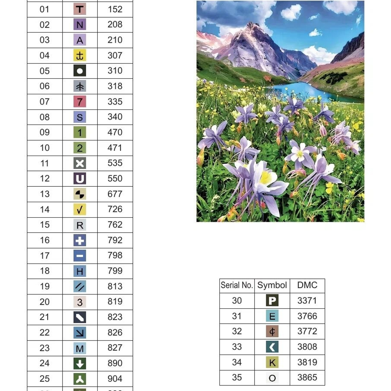 Цветовые карты старые символы. Алмазная мозаика CVL