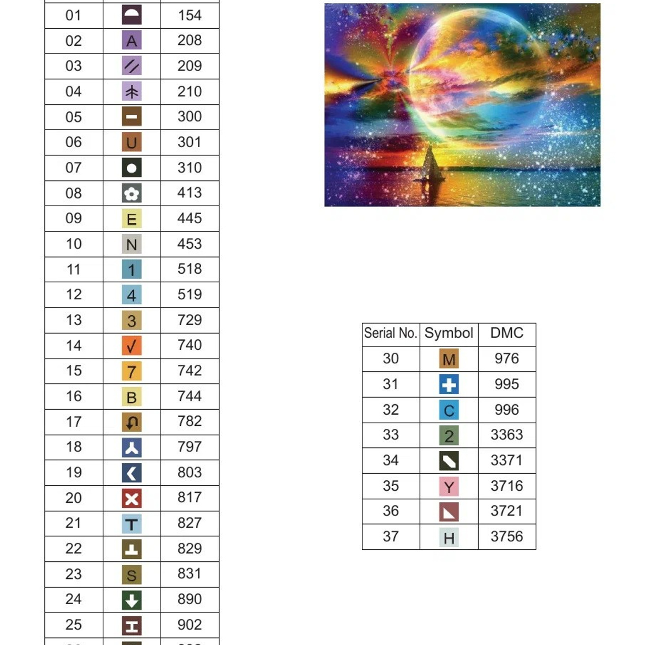 Цветовые карты старые символы. Алмазная мозаика CVL