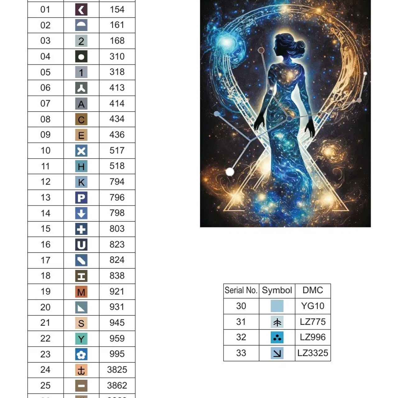 Цветовые карты старые символы. Алмазная мозаика CVL