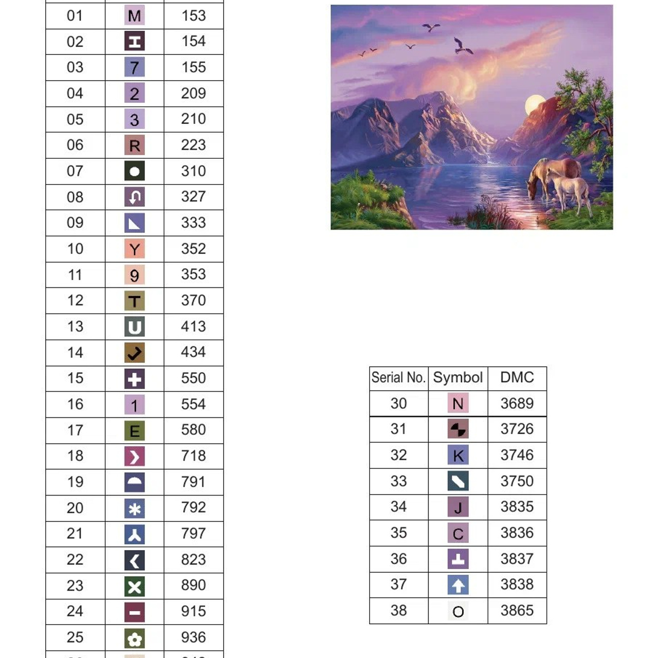 Цветовые карты старые символы. Алмазная мозаика CVL