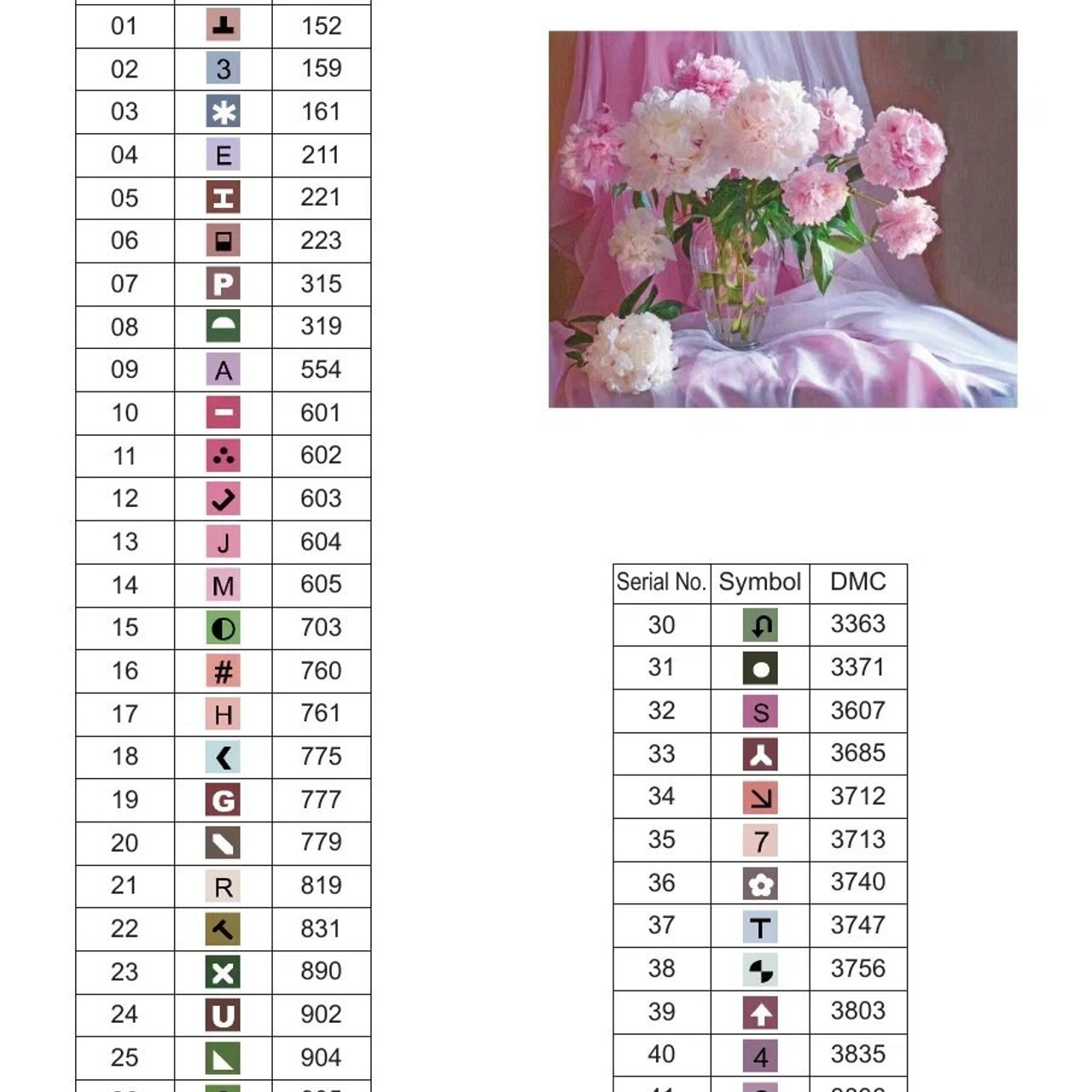 Цветовые карты старые символы. Алмазная мозаика CVL