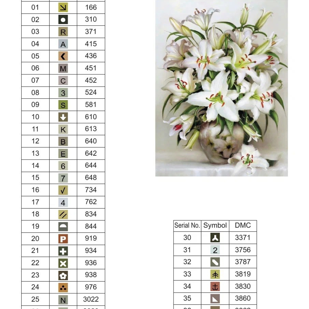 Цветовые карты старые символы. Алмазная мозаика CVL