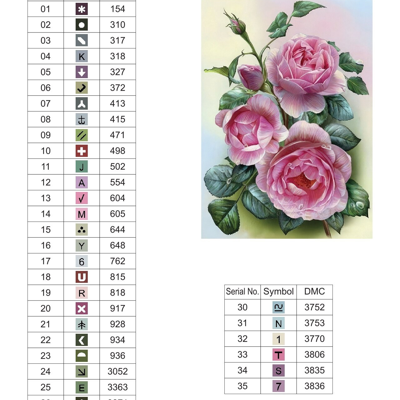 Цветовые карты старые символы. Алмазная мозаика CVL