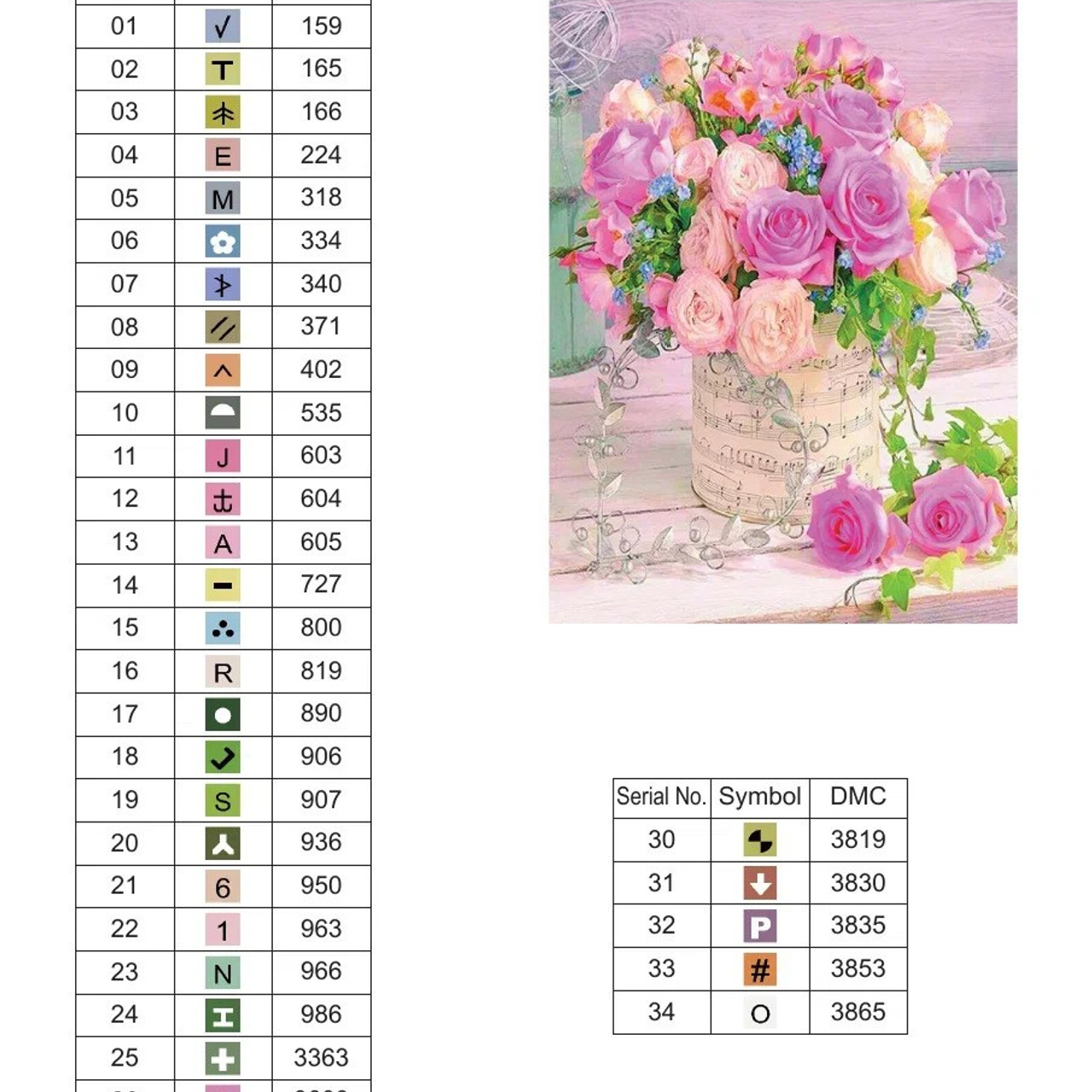 Цветовые карты старые символы. Алмазная мозаика CVL