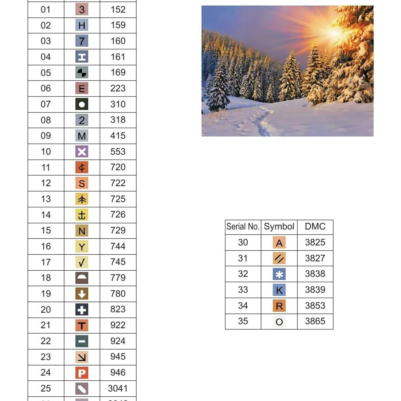 Цветовые карты старые символы. Алмазная мозаика CVL