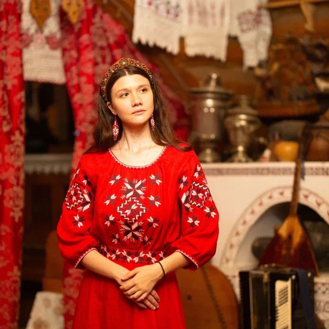 Платье в русском стиле Звездные половин