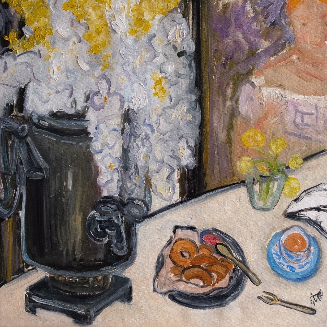 Пышки в Миллионке (Владивосток). Холст, масло, 40х40, 2024. Цена по запросу.