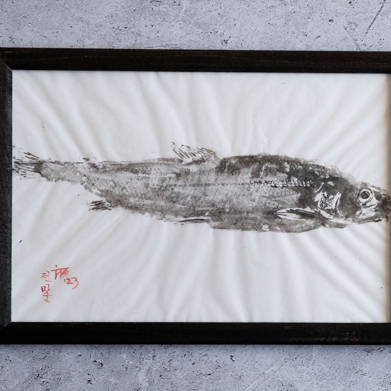 Отпечаток сахалинской зубатки. Тушь, бумага,  20х30, 2023. (в наличии)