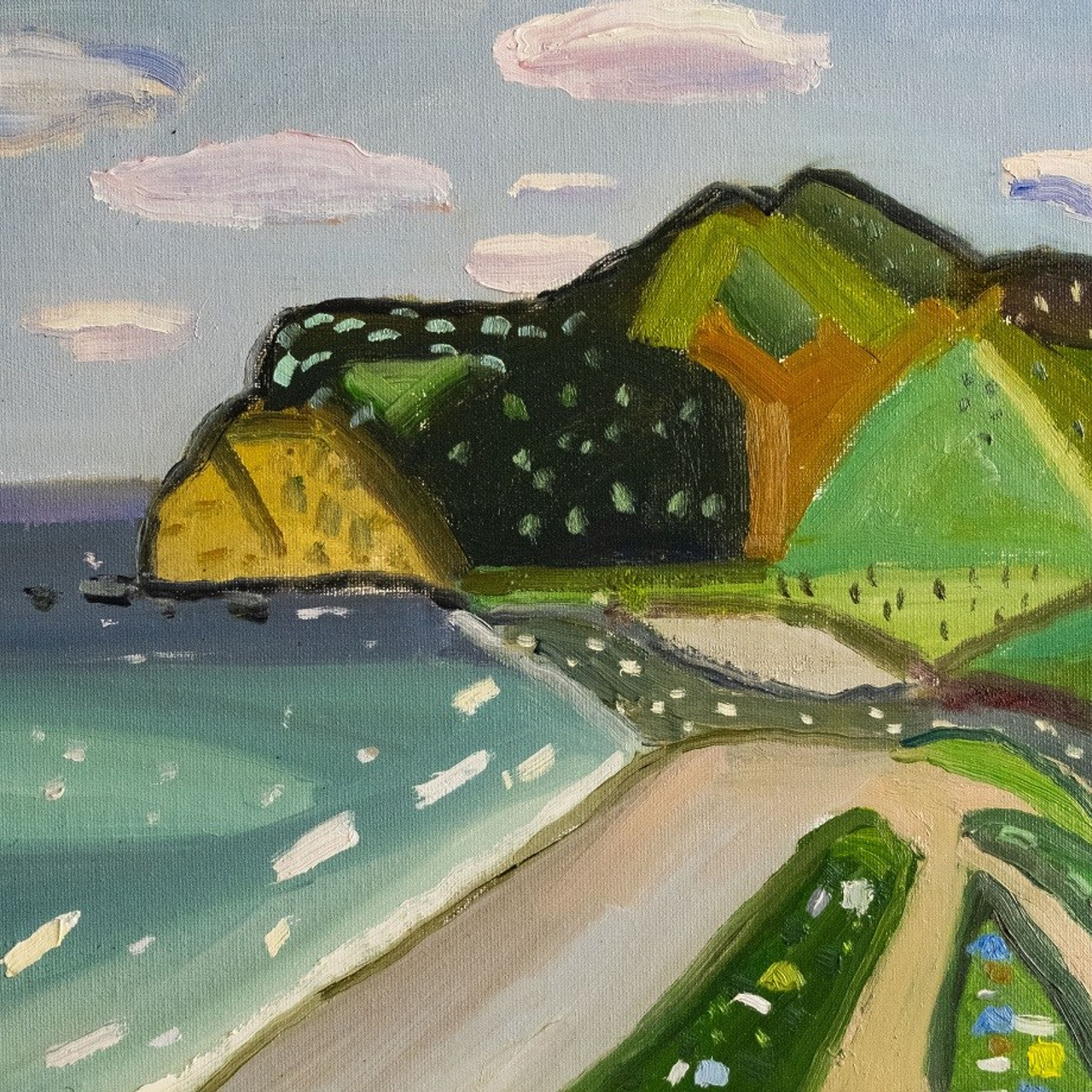 Бухта Тихая в августе. Холст, картон, масло, 30х40, 2024. Цена по запросу.