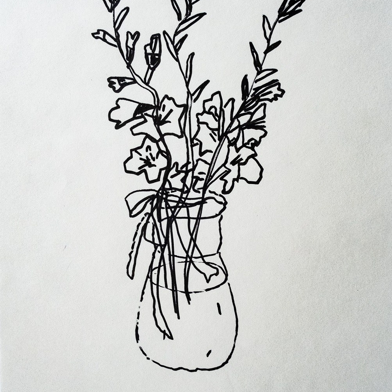 Гладиолусы, бумага, маркер, 21х29,7, 2024.