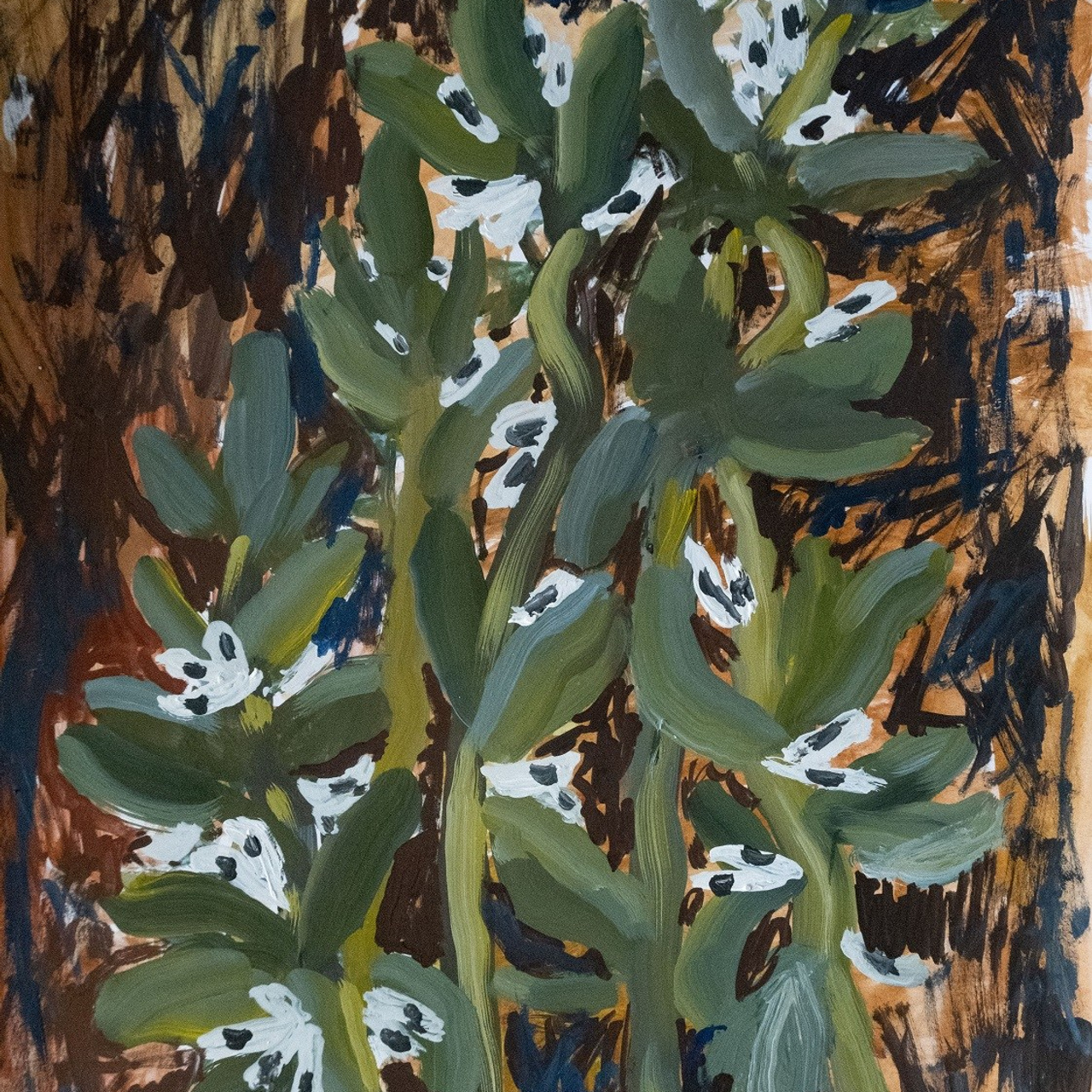 Фасоль "черные бобы". Бумага, темпера, 40х30, 2025. 