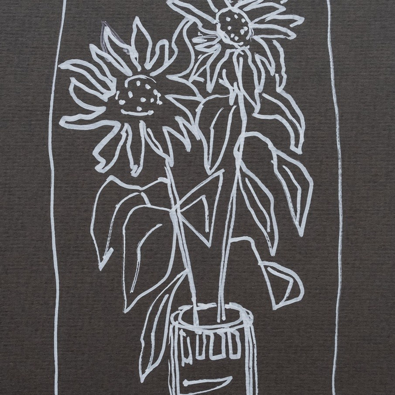 Подсолнухи. Серия "Цветочки", бумага, маркер, 2024.