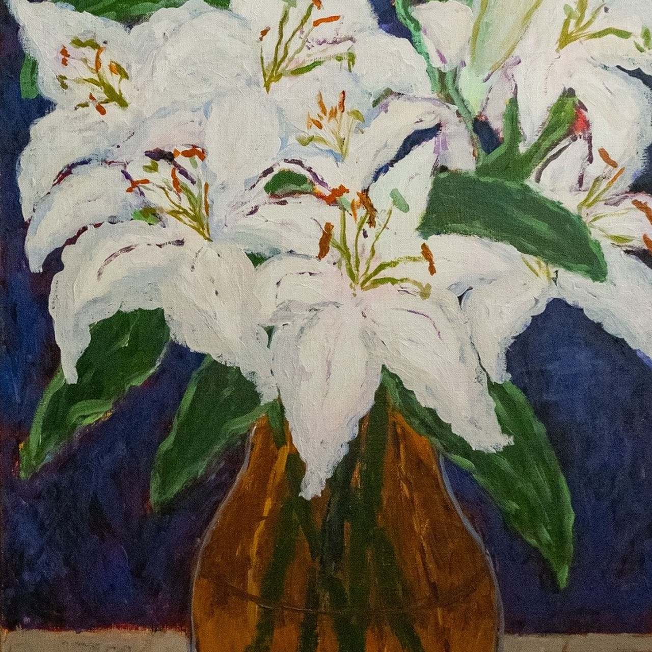 Белые лилии. Холст, акрил, 100х50, 2024. Цена по запросу.