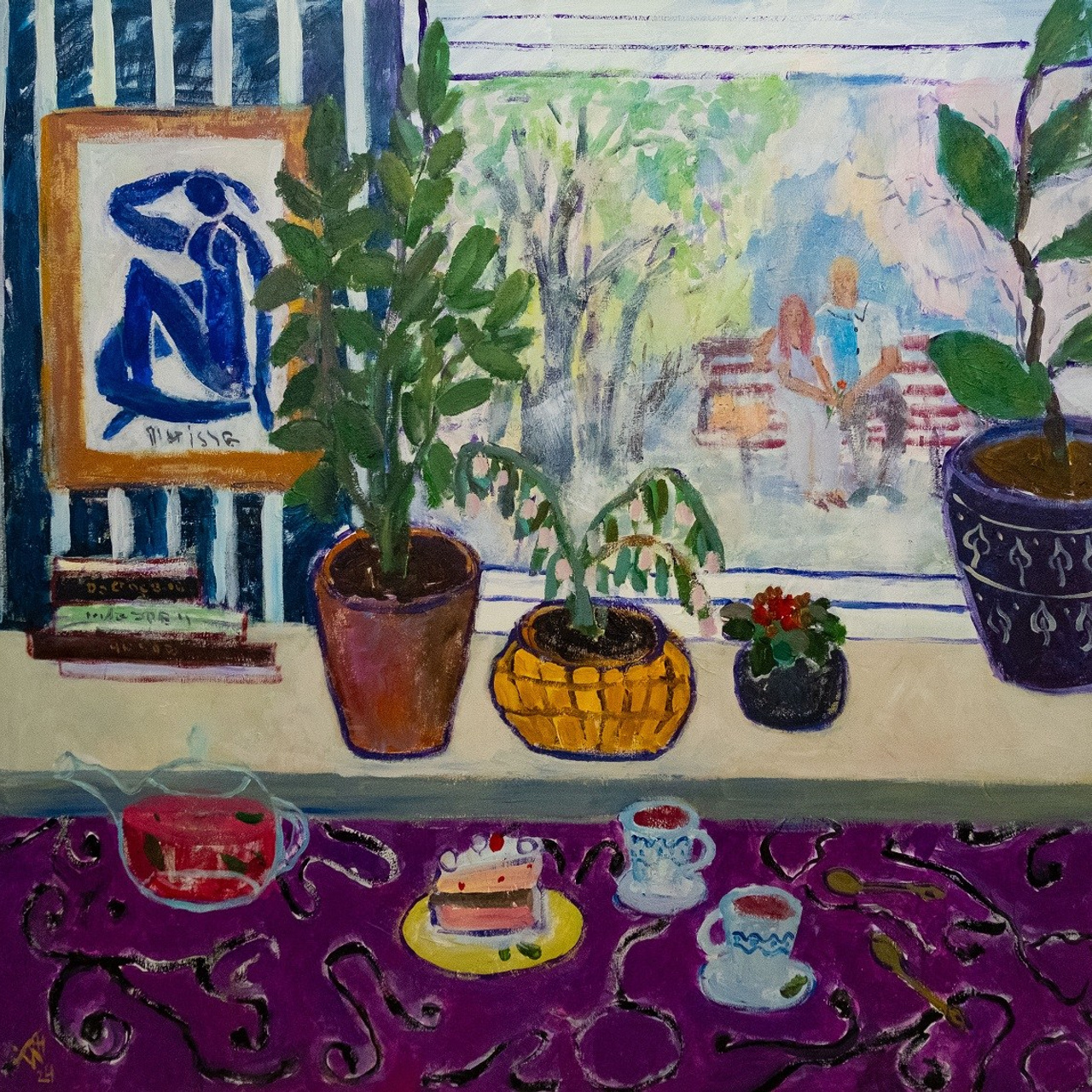 Чай с малиной и мятой. Холст, акрил, 80х80, 2024. Цена по запросу. Цена по запросу.