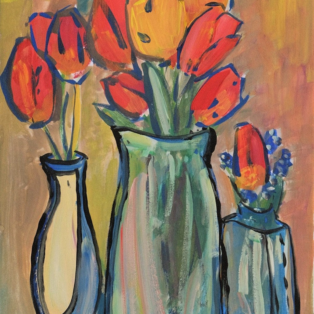 Натюрморт с дыней. Бумага, акрил, 40х30, 2024. Цена по запросу.