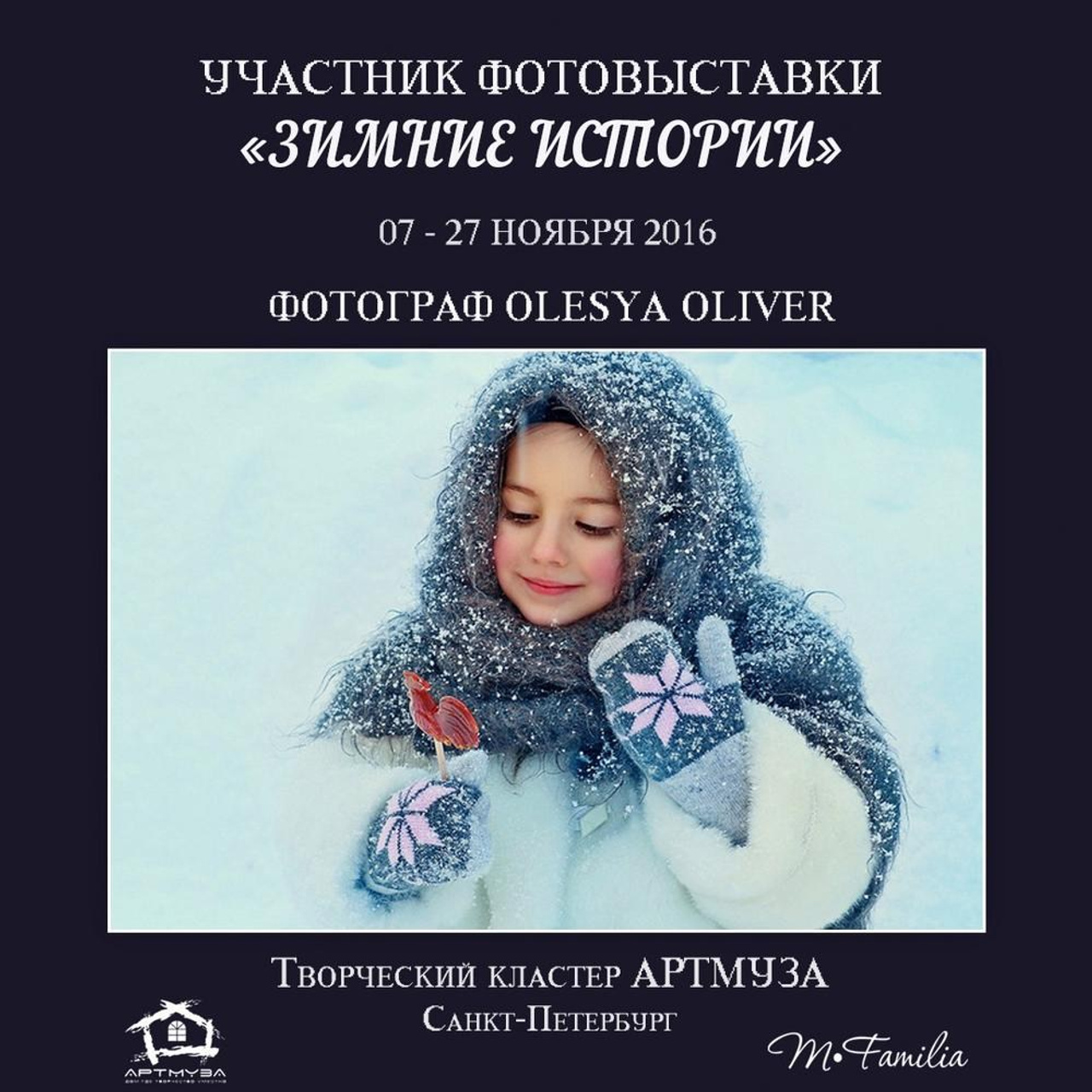 Фотовыставка «Зимние истории», АртМуза, 2016. Организация фотовыставок в Петербурге и Москве, MFamilia (МФамилия)