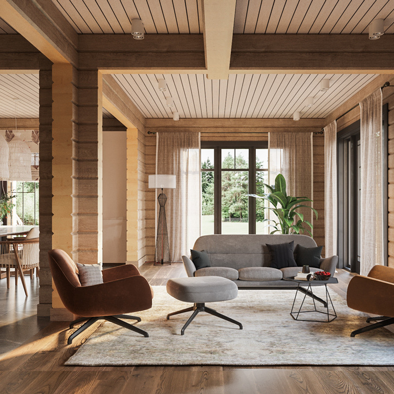 Коттедж из клееного бруса, 350 м². Дизайн интерьера домов и квартир в Москве