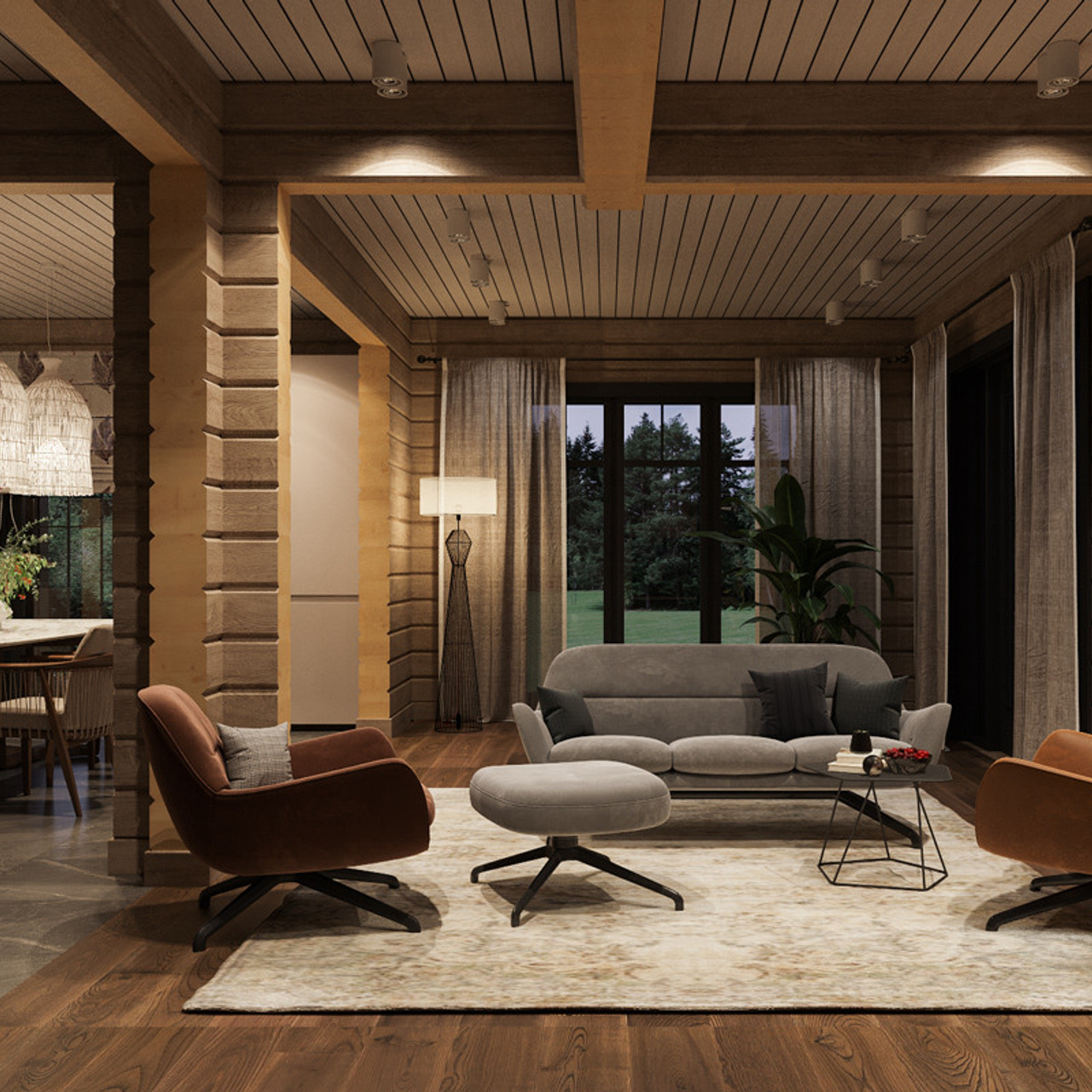 Коттедж из клееного бруса, 350 м². Дизайн интерьера домов и квартир в Москве