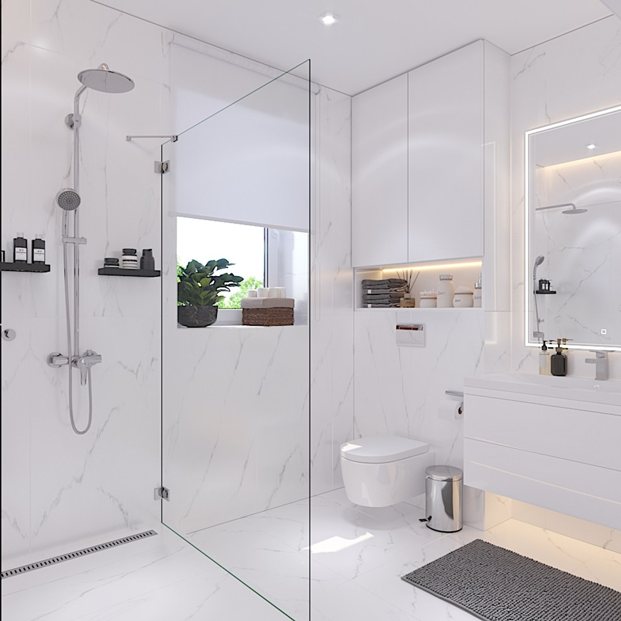 Ванная комната в белом