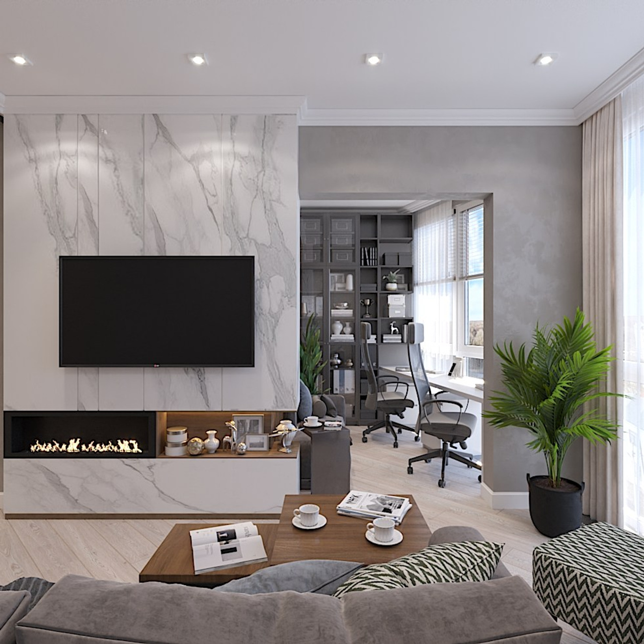 Гостиная с кабинетом