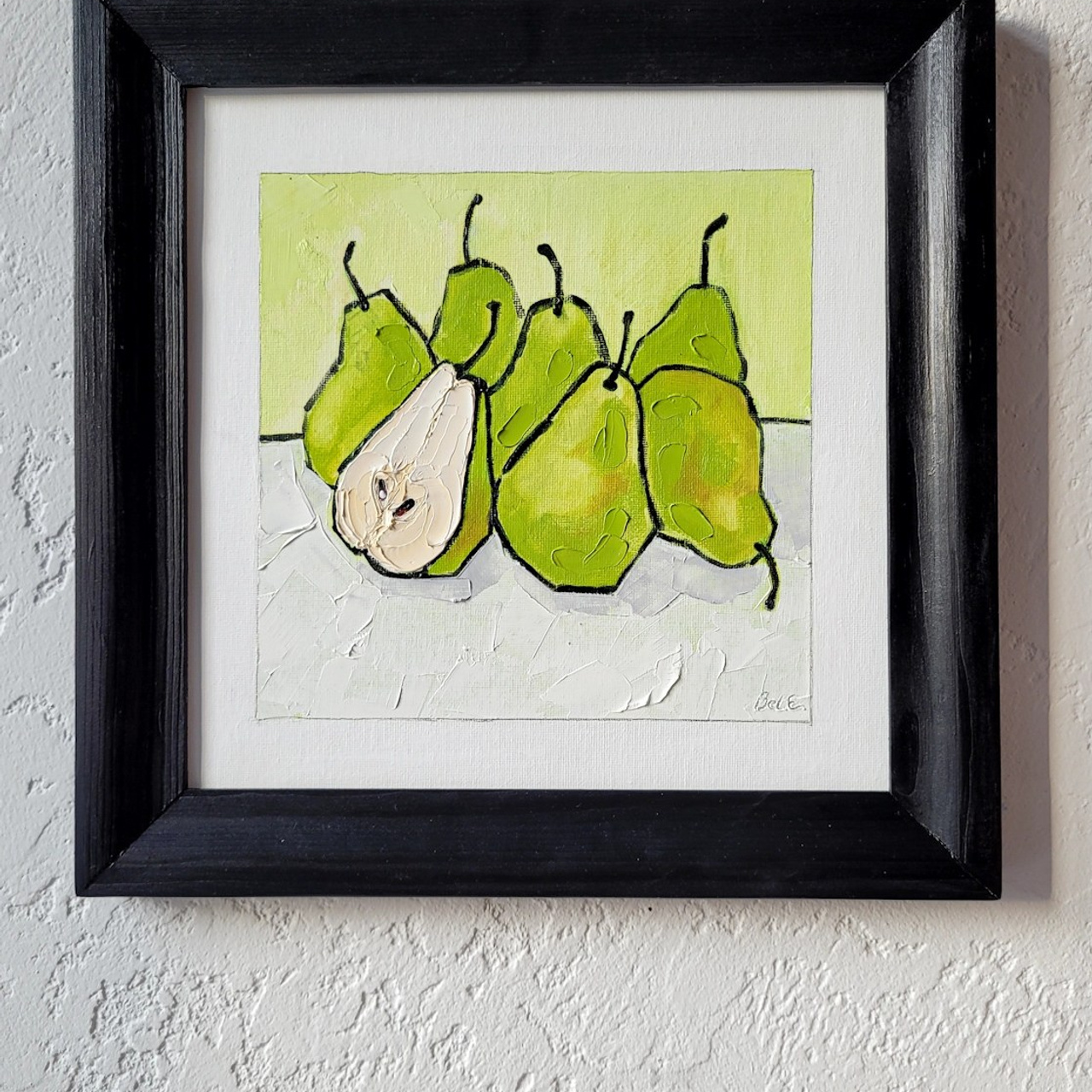 «Зеленые груши», масло, холст на картоне, 25×25 см