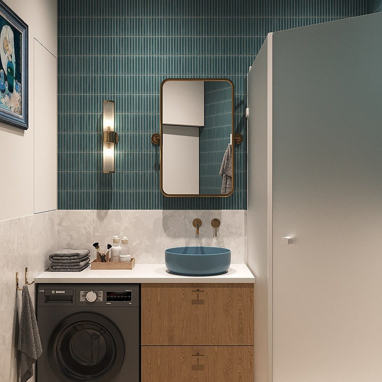 Ванная комната с цветными акцентами