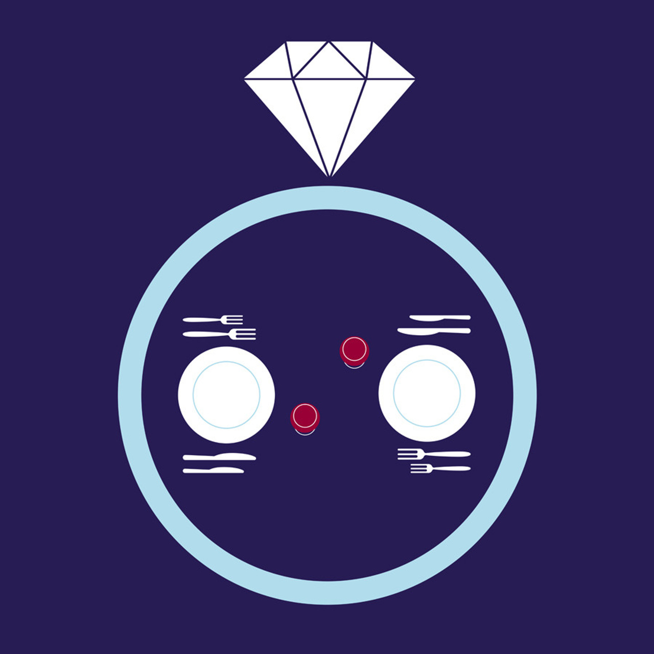 engagement, dinner, ring, diamond, restaurant, dish, table, negative, space, conceptual, editorial, illustration, illustrator, freelance, for hire, иллюстрация, иллюстратор, концептуальная, редакционная, фриланс, metaphor