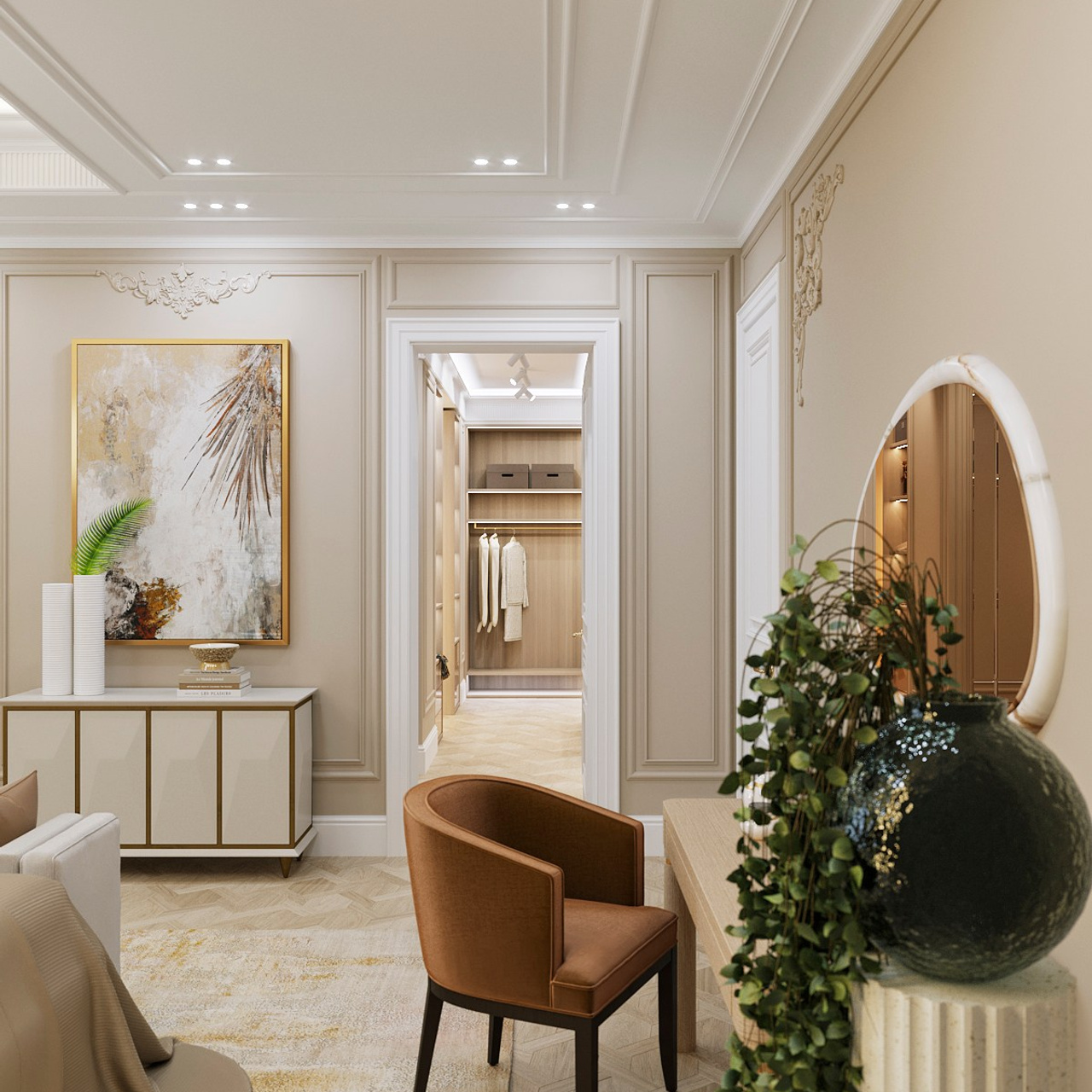 Спальня с просторной гардеробной. Портфолио