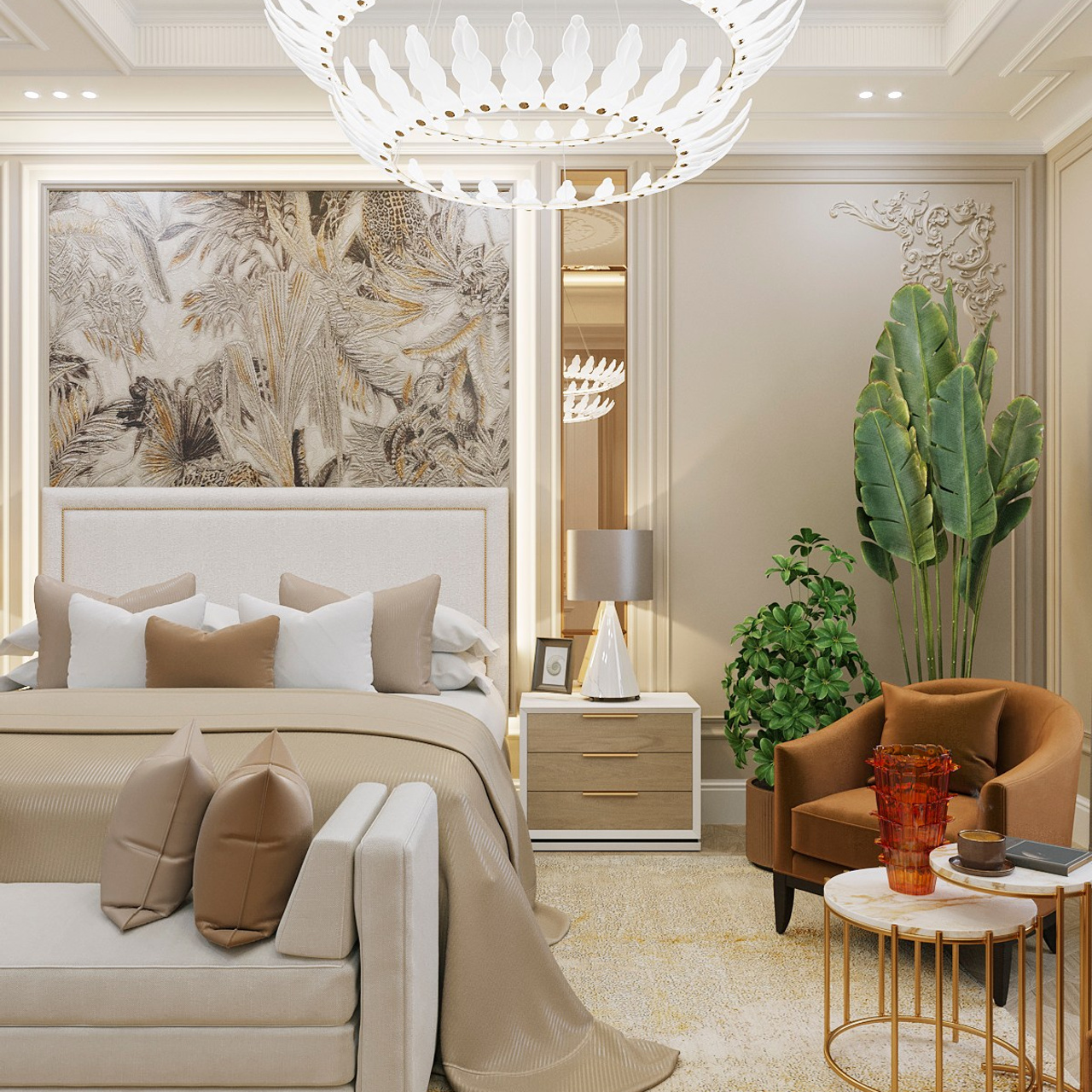 Спальня с просторной гардеробной. Портфолио