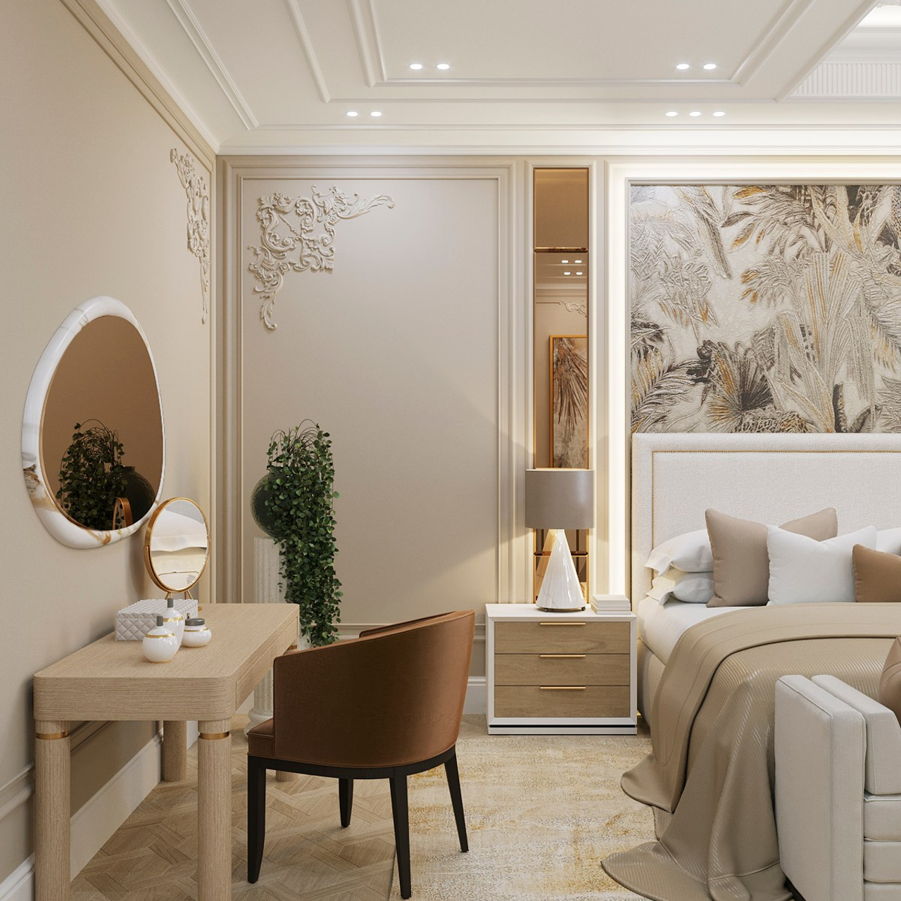 Спальня с просторной гардеробной. Портфолио