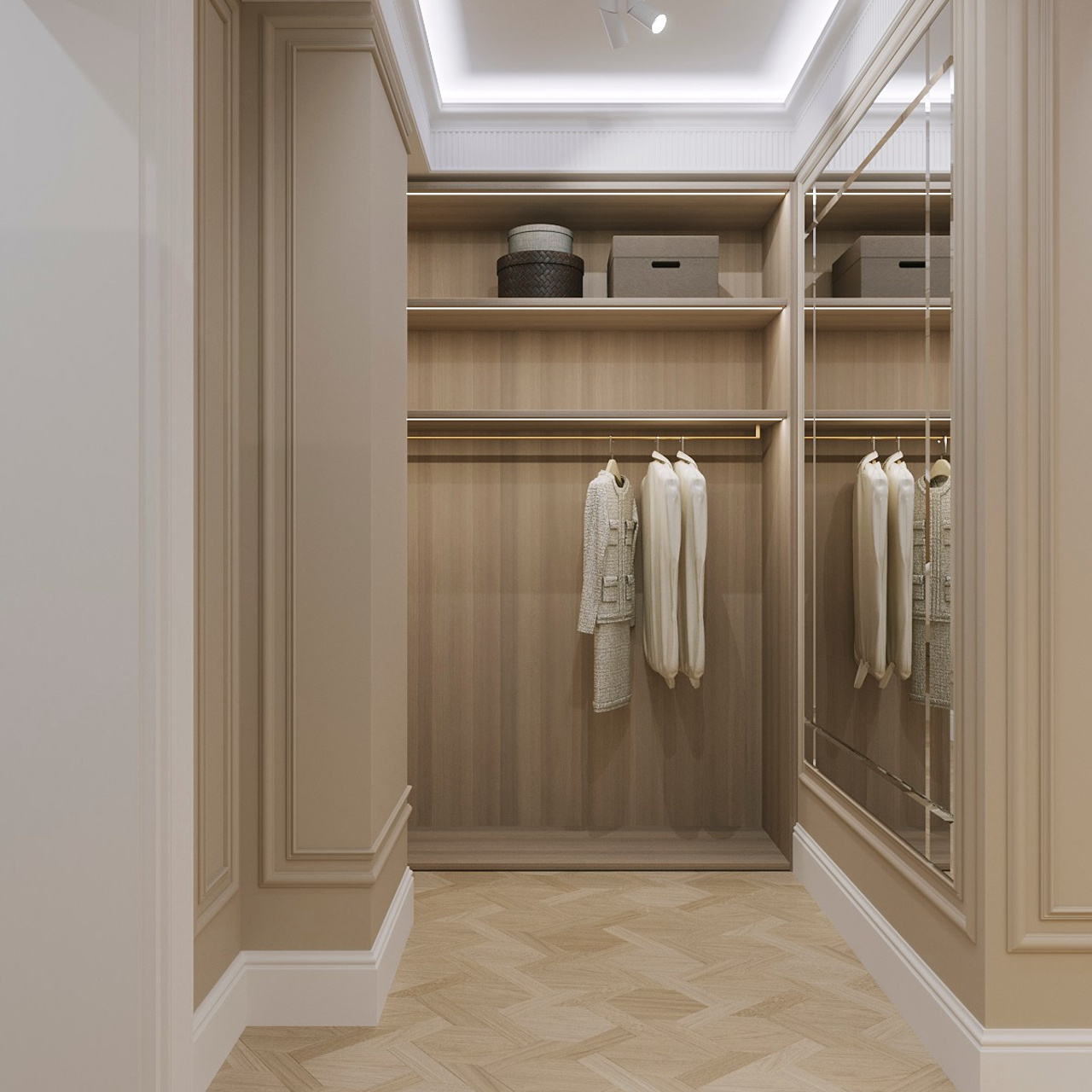 Спальня с просторной гардеробной. Портфолио