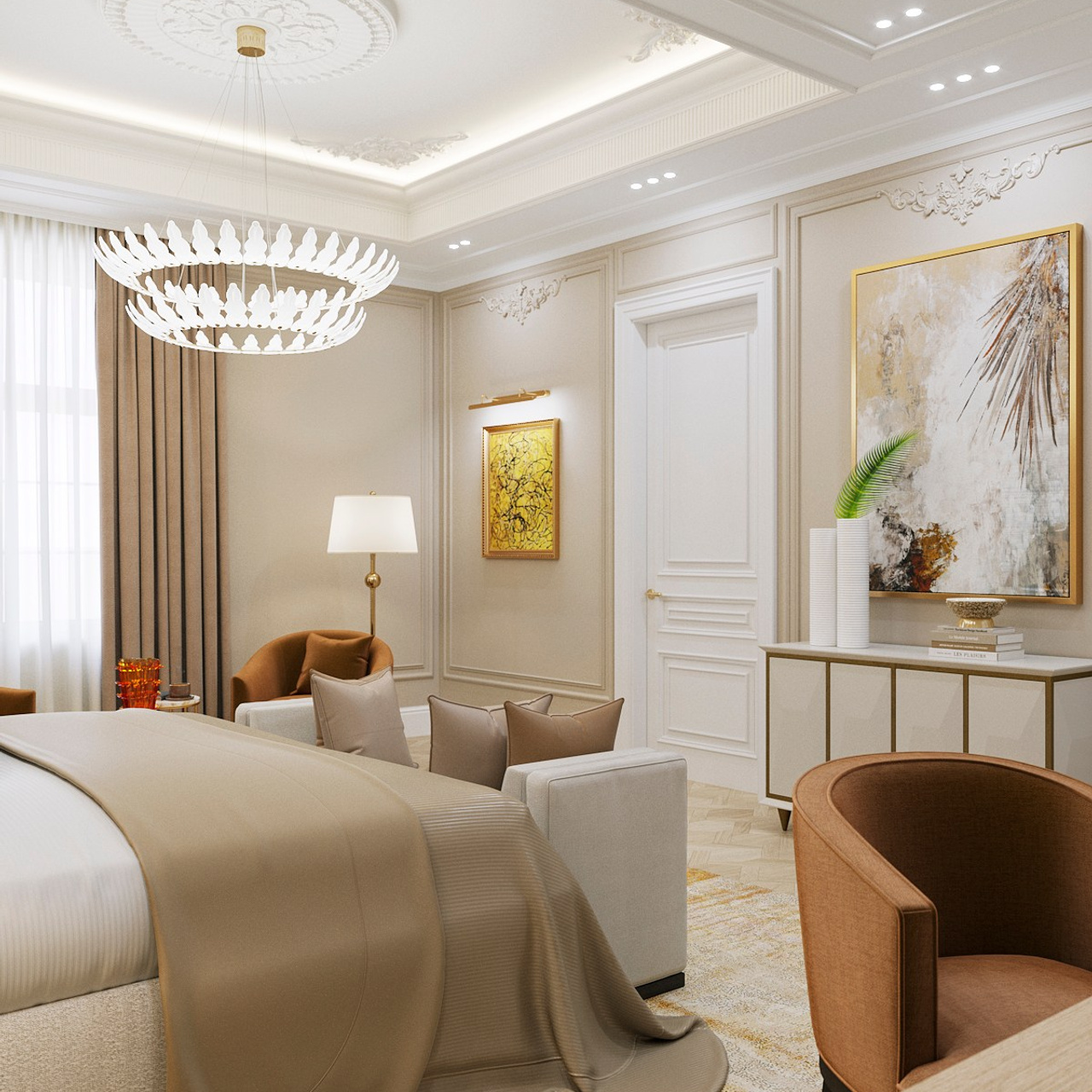 Спальня с просторной гардеробной. Портфолио