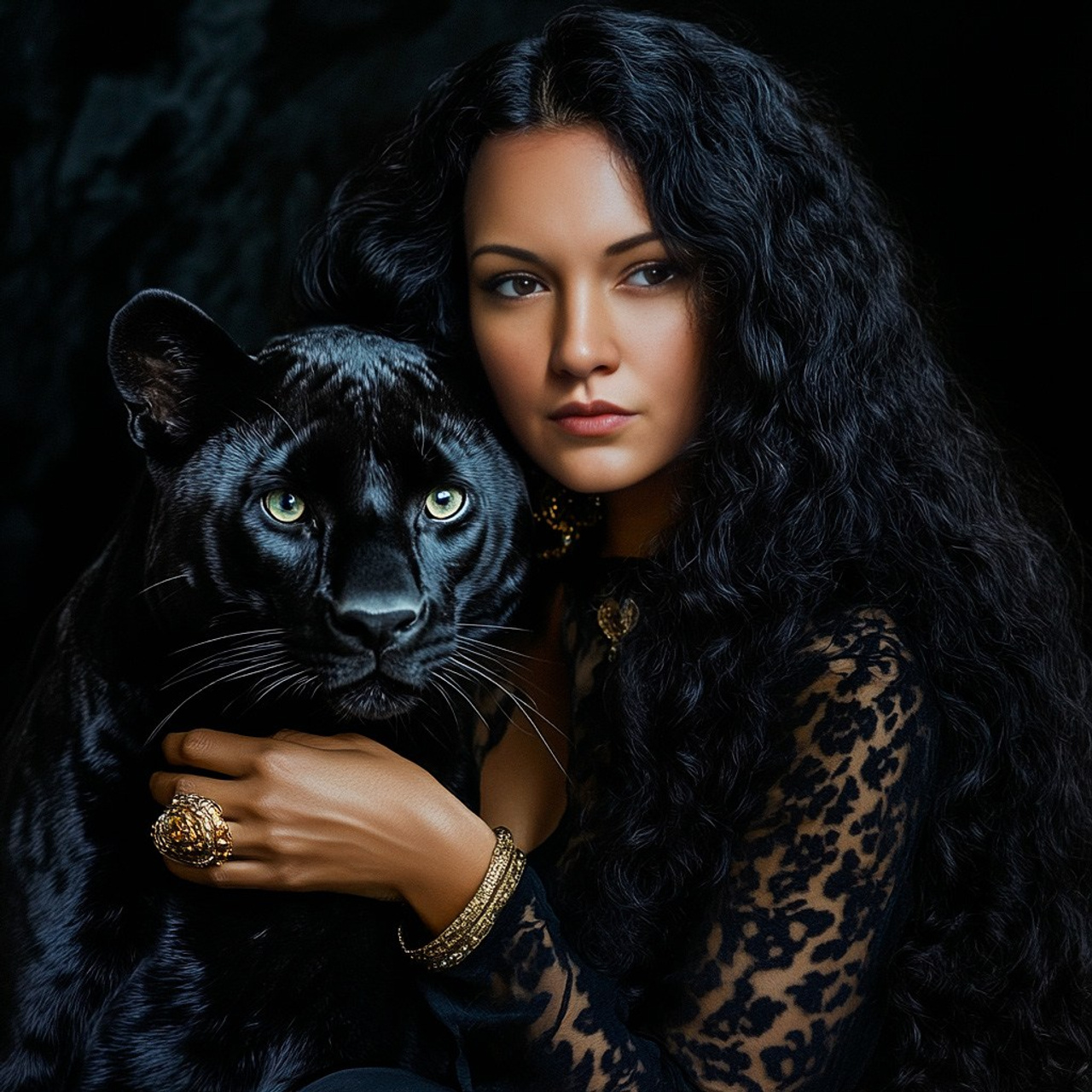 Нейрофотосессия для Алины. Девушка с пантерой.