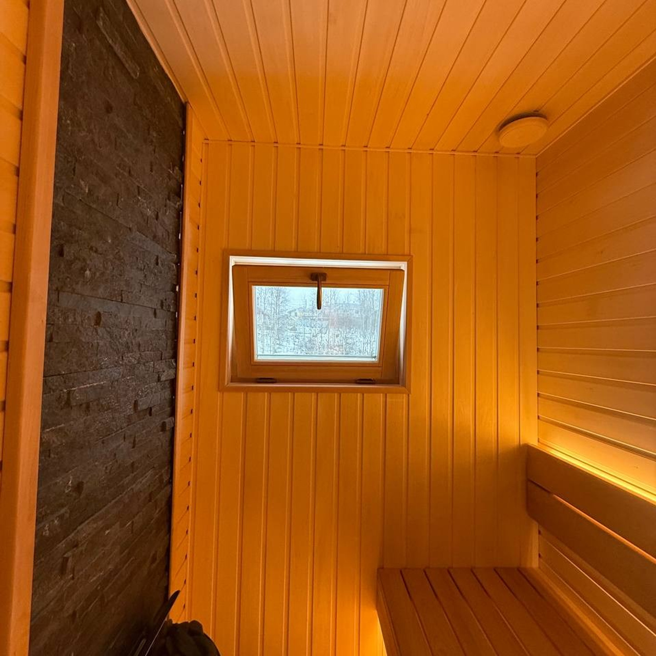 пристенная печь в сауне