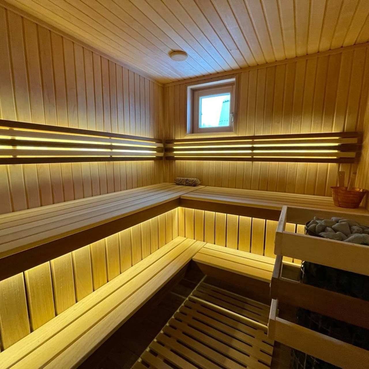 отделка сауны из ольхи