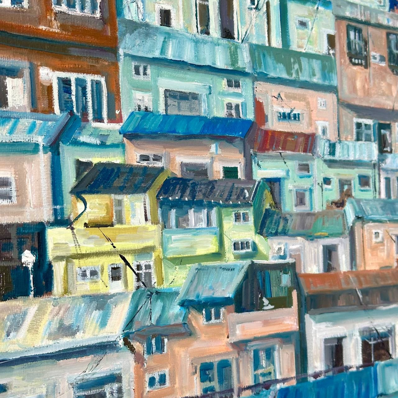 Авторская картина «Вид на деревню Камчхон». ELCHANINOVA.ART Художник Ксения Ельчанинова. Современное искусство