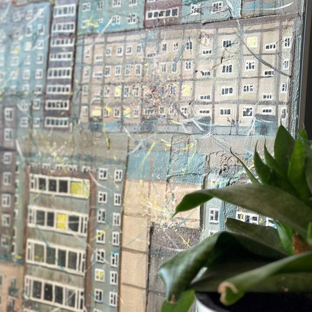 Авторская картина «Салют в окнах». ELCHANINOVA.ART Художник Ксения Ельчанинова. Современное искусство