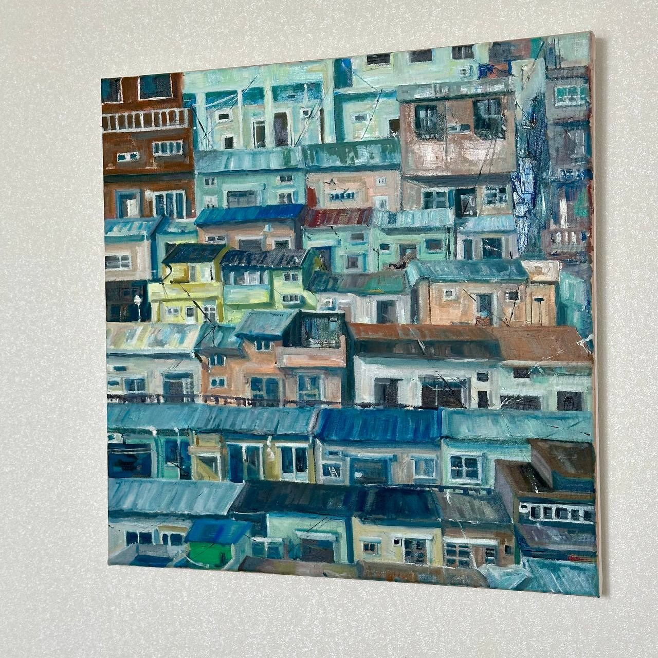 Авторская картина «Вид на деревню Камчхон». ELCHANINOVA.ART Художник Ксения Ельчанинова. Современное искусство