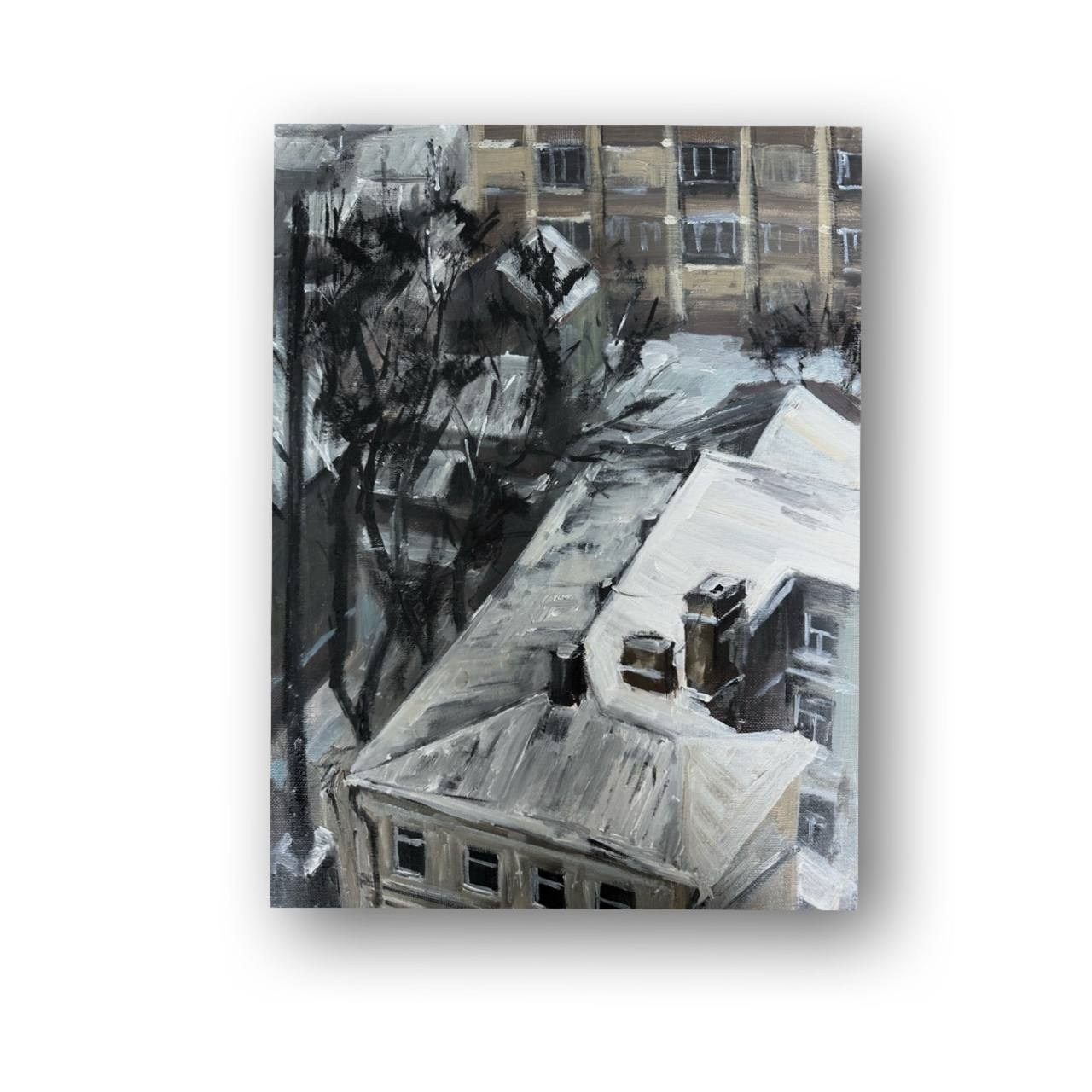 Авторская картина «Снег на крыше». ELCHANINOVA.ART Художник Ксения Ельчанинова. Современное искусство